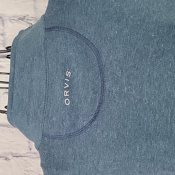 ORVIS CLASSIC COLLECTION Blue Long Sleeves 1/4 Zip Polo Shirt XL - Picture 5 of 7